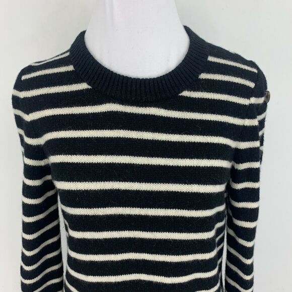 Madewell Stripe Wool Sweater Dress Womens S Small Stripe Button Long Sleeve - Picture 3 of 13